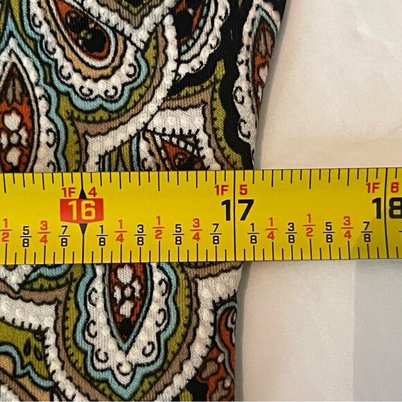 MSK Brown Orange Tan Peacock Print Boho Hippie Festival Dress NWOT Size M - Picture 11 of 13